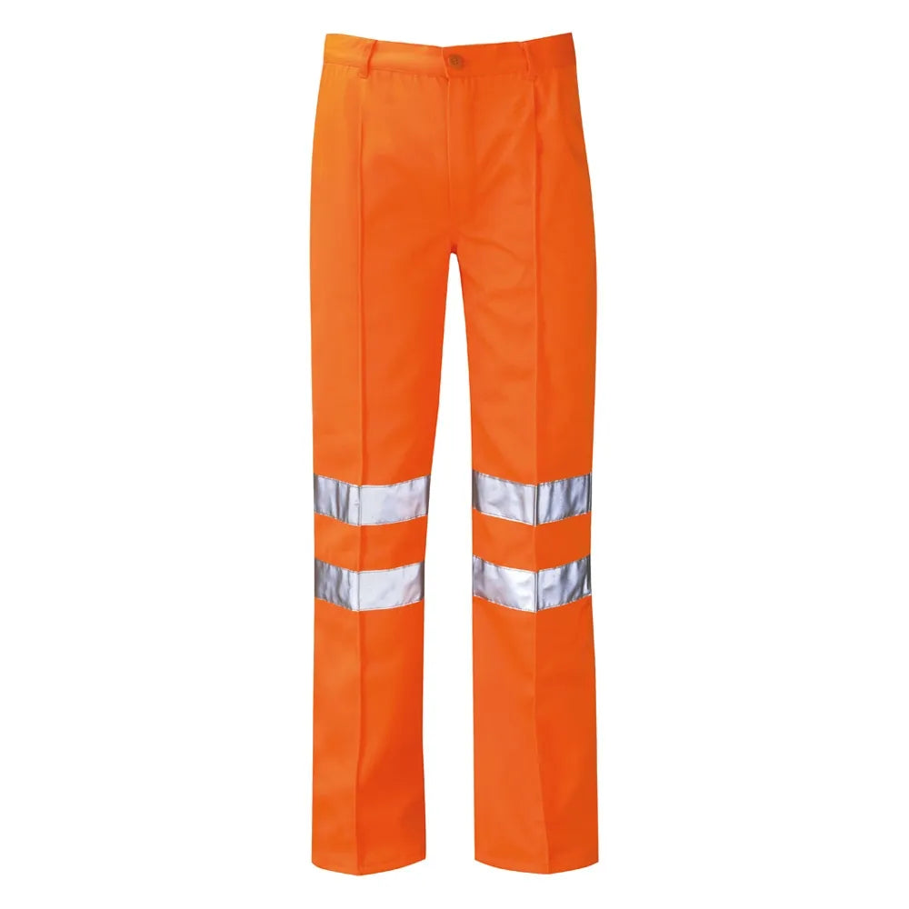 High Visibility Polycotton Trousers for Rail Workers - Orange