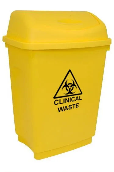 50 Litre Yellow Clinical Waste Bin with Flip Top Lid - Secure and Convenient