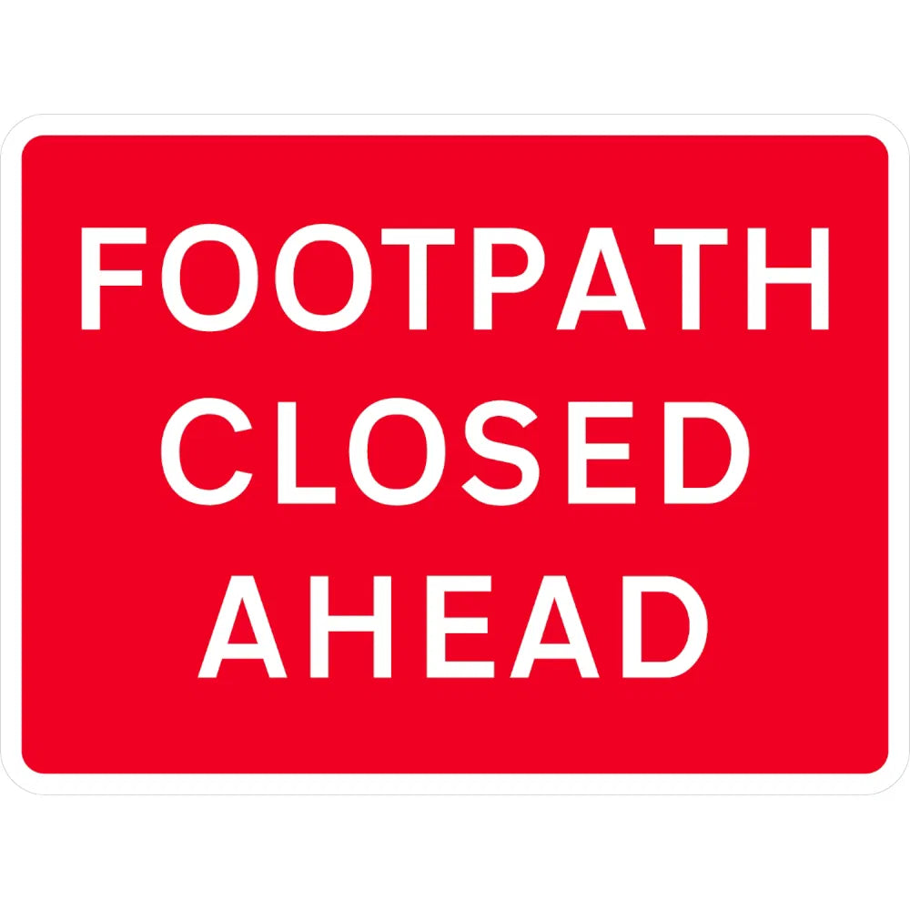 600 x 450mm Footpath Closed Ahead - Black Plastic CR1 Quick Fit Sign