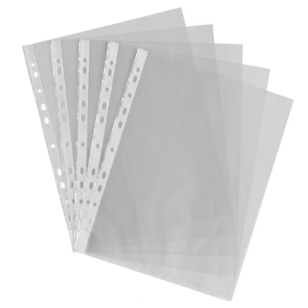 A4 PVC Punch Pockets - Pack of 100 for Document Protection