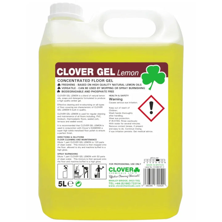 Clover Concentrated Lemon Floor Gel – 5 Litre | Professional Cleaning Solution