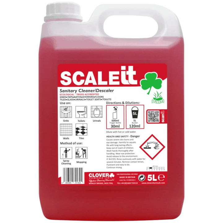 Clover ScaleIT Sanitary Cleaner & Descaler - 5L | Powerful Lime Scale Remover for Bathrooms