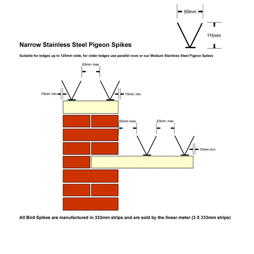 Stainless Steel 4-Point Bird Spikes - 1 Meter for Durable Bird Control