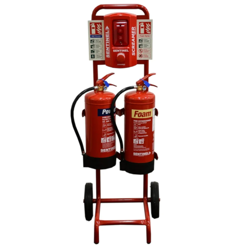 Double Fire Trolley with Sitemaster Push Button Alarm & Composite Board