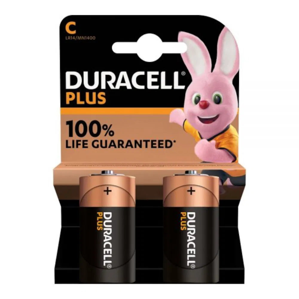 Duracell Plus C Batteries - Pack of 2 | Reliable Power for Household Devices