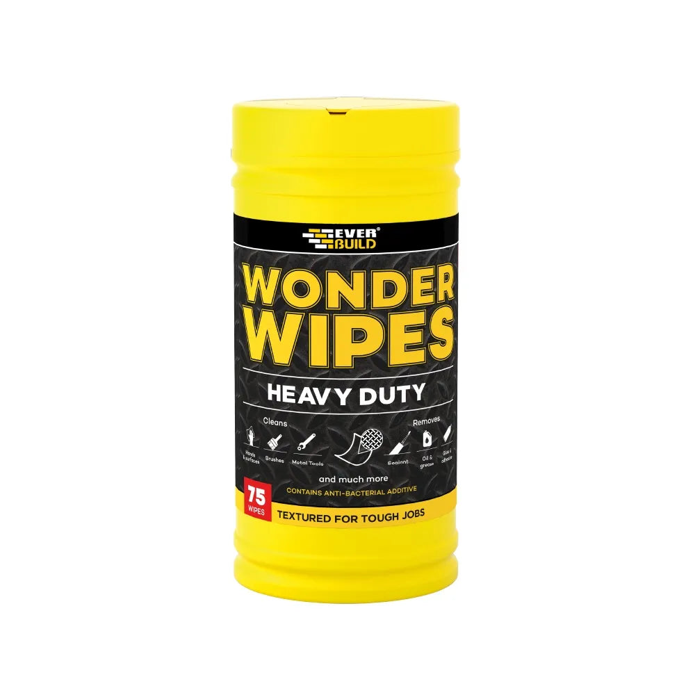 Everbuild Heavy Duty Wonder Wipes - Pack of 75 | Industrial Cleaning Wipes