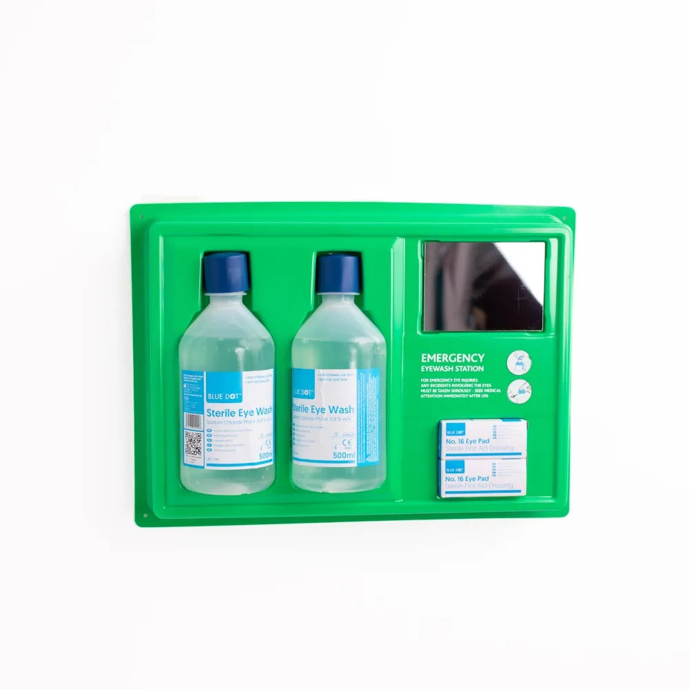 Wall-Mountable Eye Wash Station with Mirror