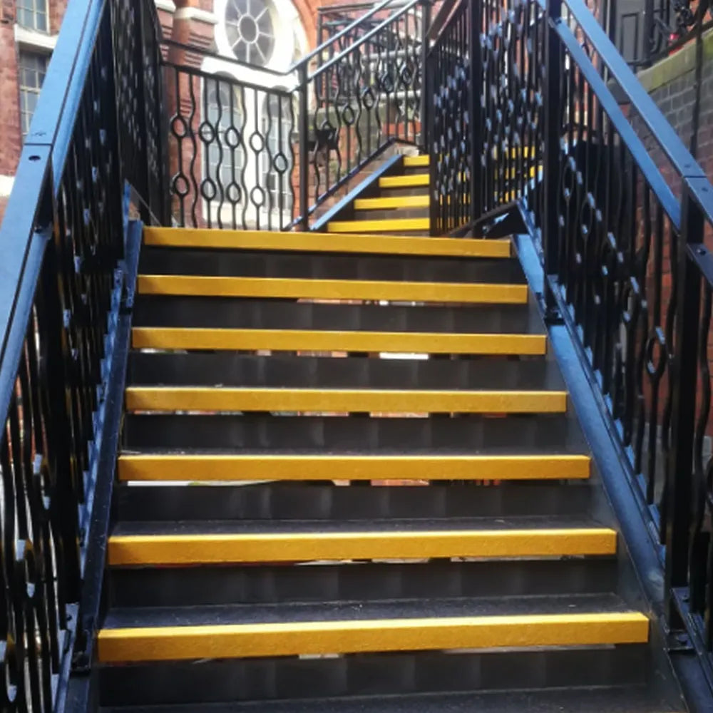 Anti-Slip GRP Stair Treads - Black/Yellow | High Visibility Non-Slip Safety Solution