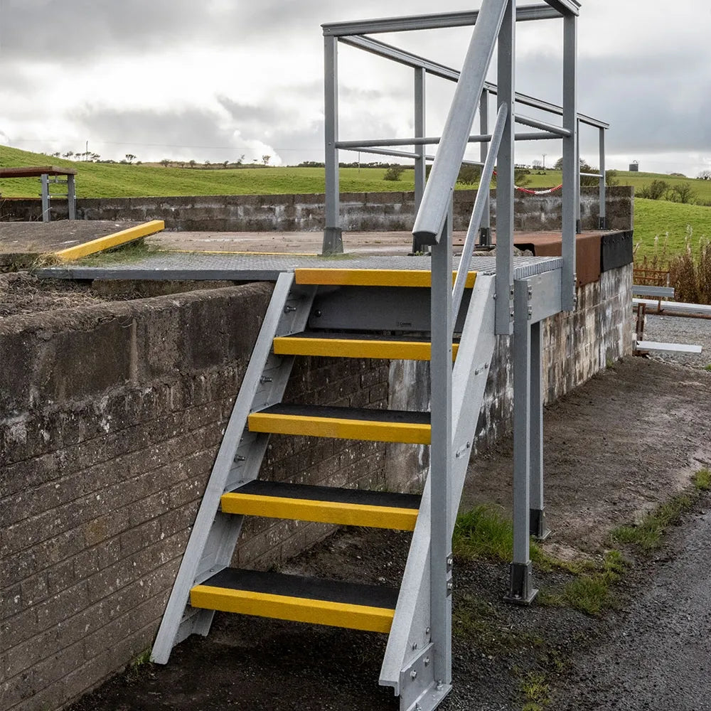 Anti-Slip GRP Stair Treads - Black/Yellow | High Visibility Non-Slip Safety Solution