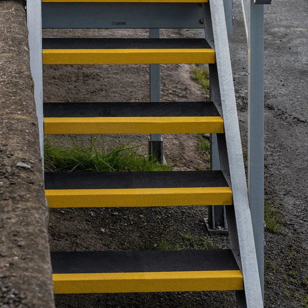 Anti-Slip GRP Stair Treads - Black/Yellow | High Visibility Non-Slip Safety Solution