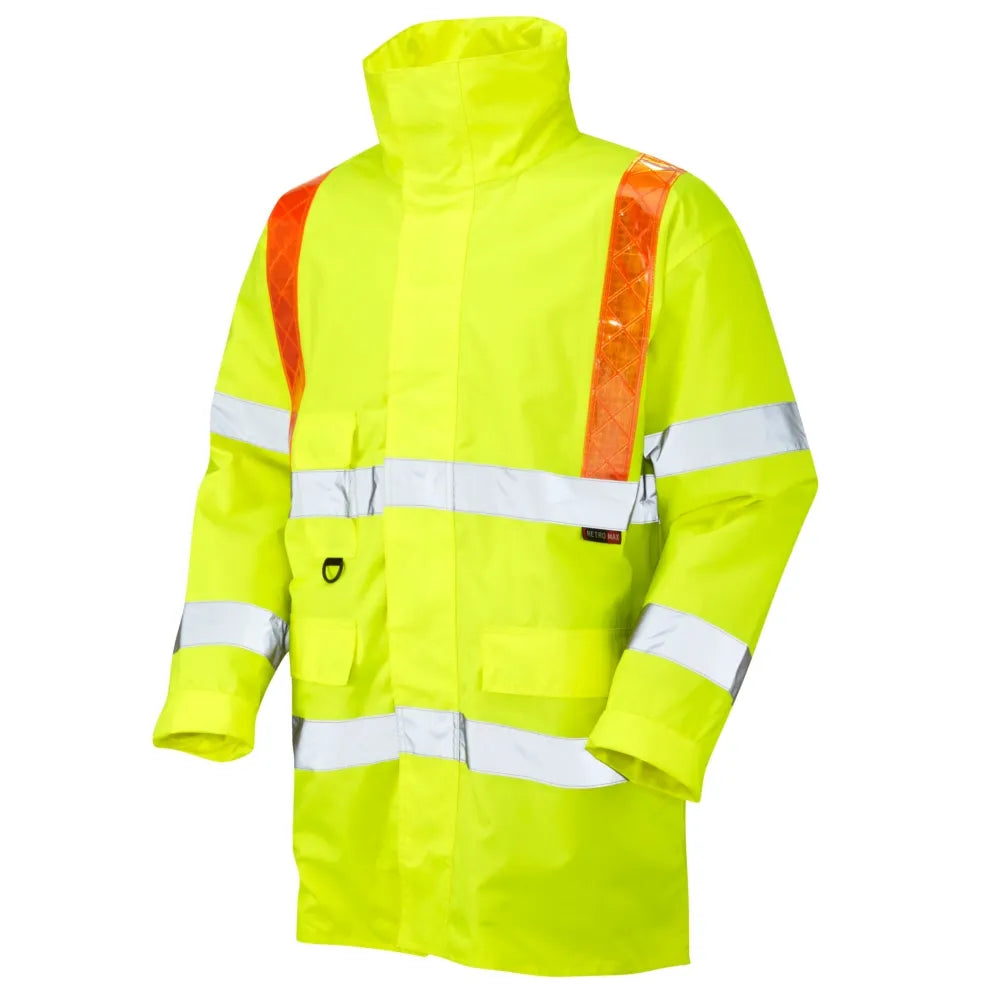 Yellow Hi Vis Jacket with Red Braces – Enhanced Visibility and Comfort