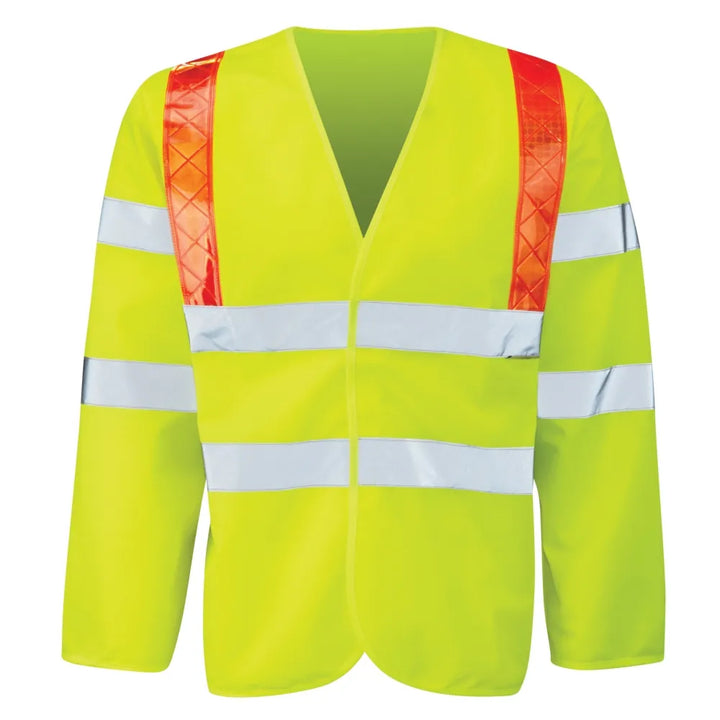 Hi-Vis Yellow Jerkin with Red Braces - Safety Vest for Enhanced Visibility