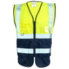 Hi-Vis Two-Tone Waistcoat - Yellow/Navy Safety Vest with Reflective Tape