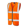 Hi-Vis Zip Front Waistcoat - Orange Safety Vest with Reflective Tape