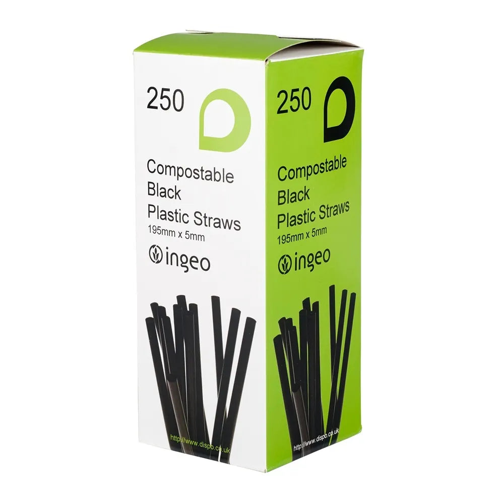 PLA 5mm Straws - Pack of 250 | Eco-Friendly, Compostable Drinking Straws