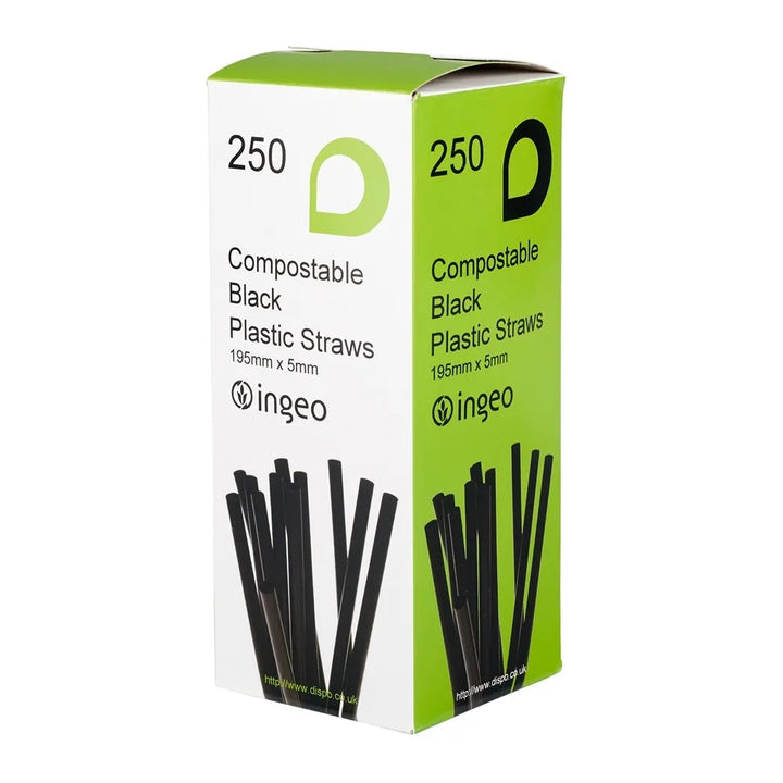 PLA 5mm Straws - Pack of 250 | Eco-Friendly, Compostable Drinking Straws