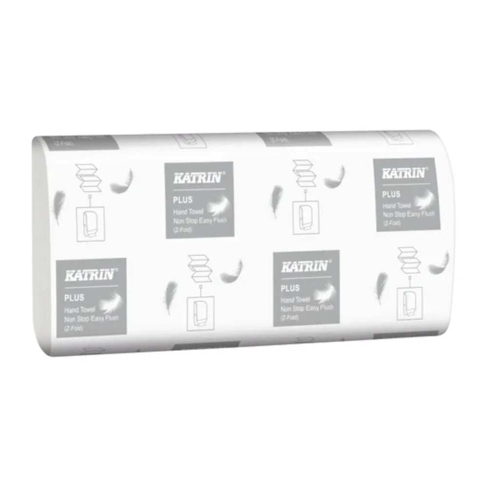 Katrin Plus M2 Z-Fold Easy Flush 2-Ply Hand Towels - Bright White - Pack of 2,400