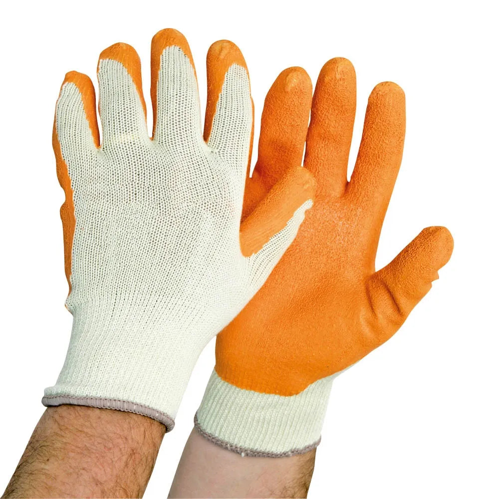 Latex Palm Coated Orange Builders Grip Gloves | Enhanced Grip for Construction