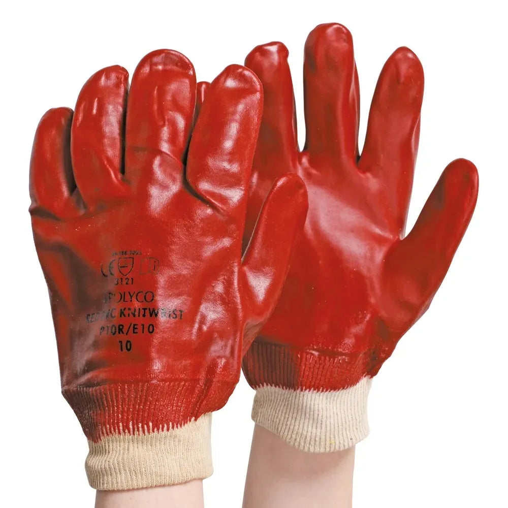 Durable PVC Knitwrist Glove - Size 9 for Versatile Use