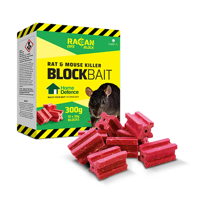 Racan Dife Rat & Mouse Killer Blocks - 10 x 30g - Secure Rodent Control Solution