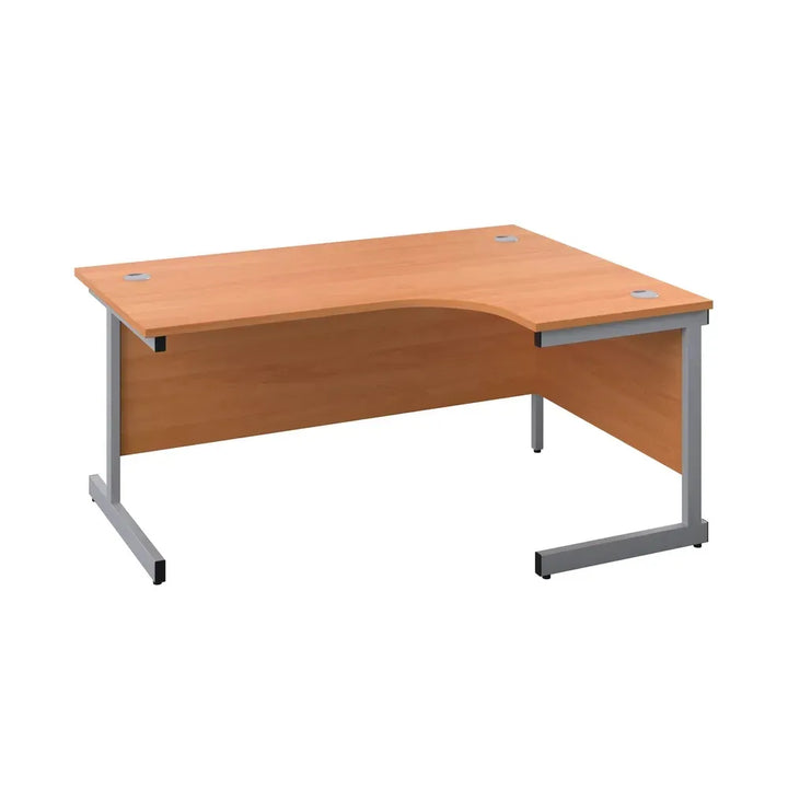 Beech and Silver Radial Right-Hand Desk