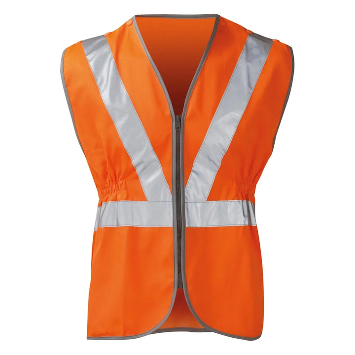 Rail Hi-Vis Waistcoat - Orange Safety Vest with Reflective Tape for Enhanced Visibility