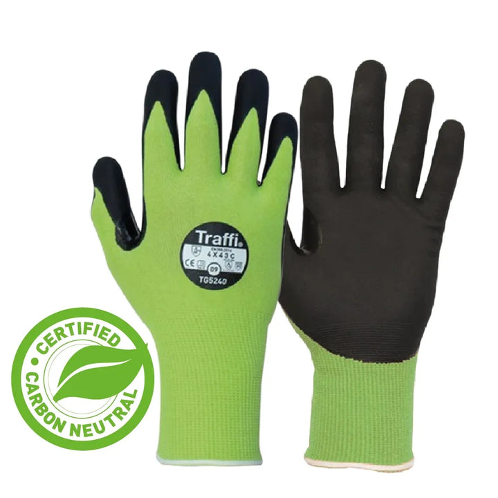 Traffi TG5240 Green Gloves – Washable and Cut Resistant