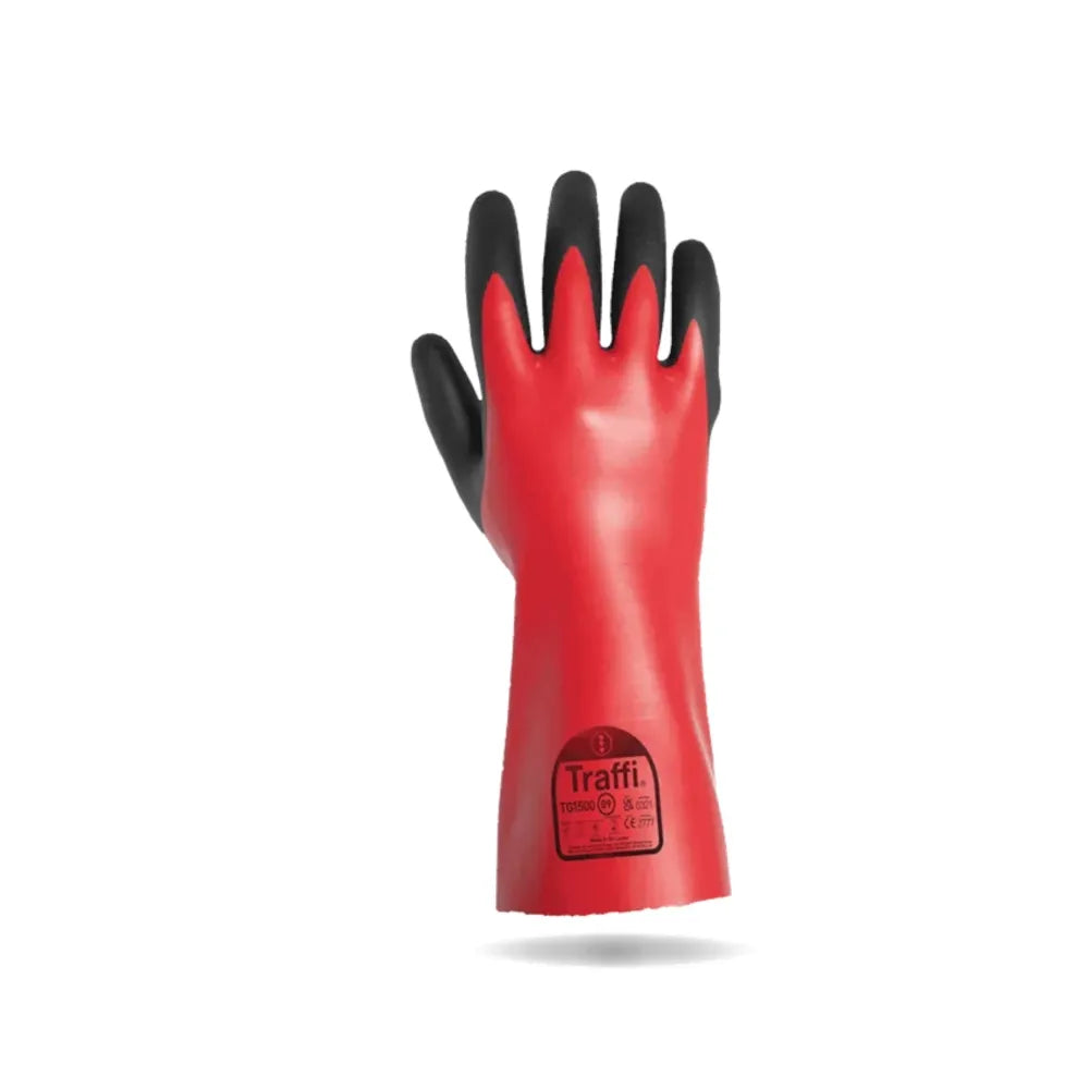 Traffi TG1500 Red Chemical Gloves | Enhanced Safety and Comfort