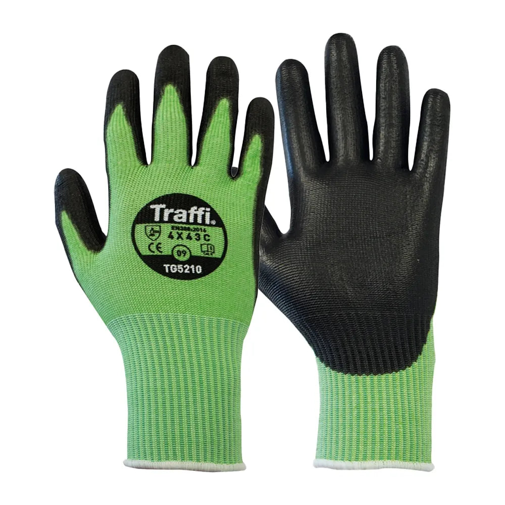 Green Metric Cut C Traffi TG5210 Gloves – Ideal for Industrial Applications