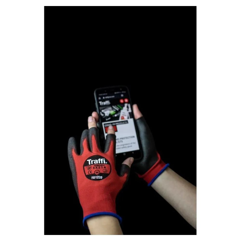 Traffiglove TG1220 Metric 3 Digit 1 Red Glove - Enhanced Visibility and Protection