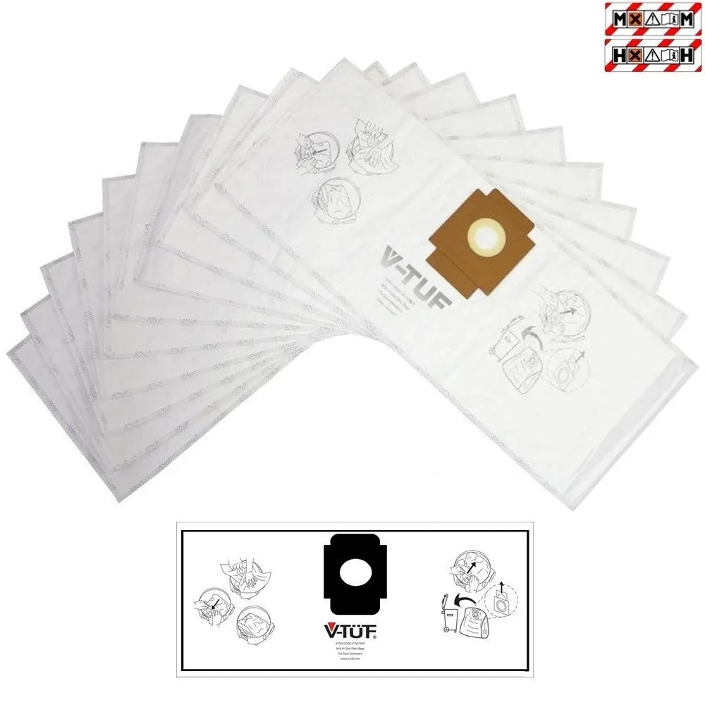 V-TUF H-Class Vacuum Bags – Pack of 10 for Maximum Filtration and Safety