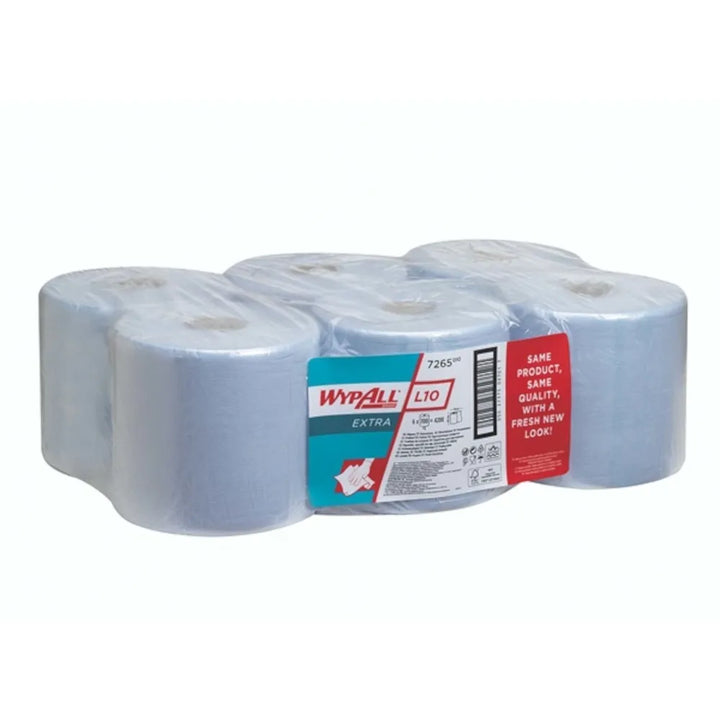 WypAll L10 7494 Blue Centrefeed Rolls for Control Dispenser - Pack of 6